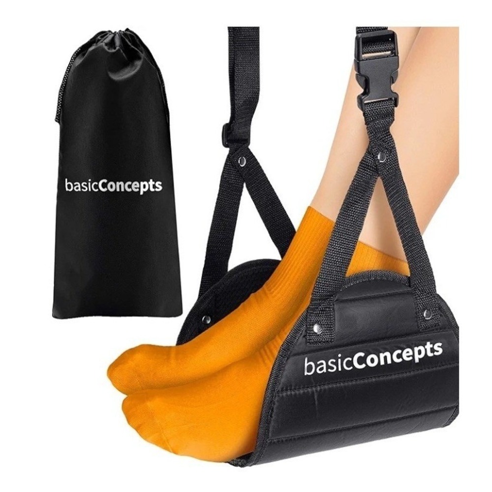 basicConcepts Airplane Foot Hammock Unisex OS Black Like New Travel Footrest